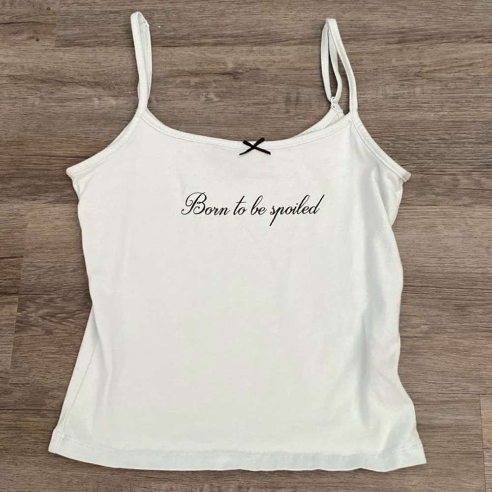White Tank Top with 'Born to be Spoiled' Print